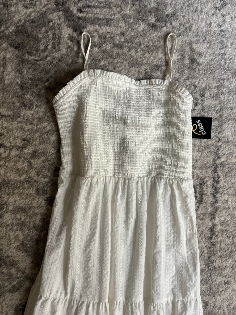 art class White Smocked Bodice Tiered Maxi Dress